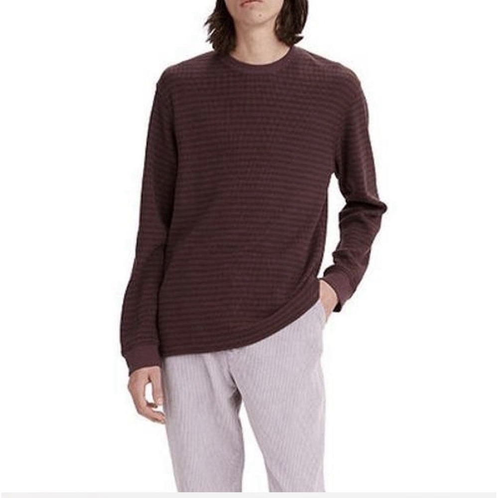 Levi's Men's Brown Standard-Fit Waffle Knit Thermal Long-Sleeve Shirt SZ XL